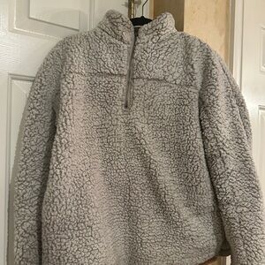 Cozy Gray Sherpa Pullover